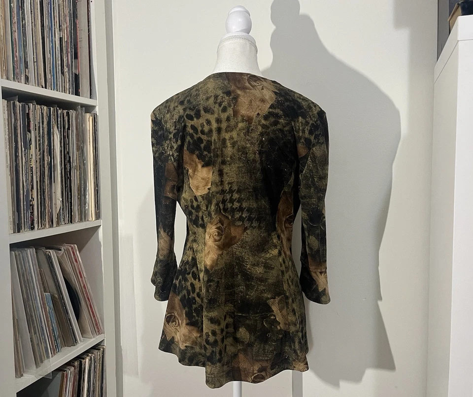 Blusa De Colección Años 90 Karen Kwong Cachichosa Floral Moody Patrón Corbata Frontal Para Mujer’s L Foto 2 de 4