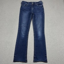 Silver Jeans AIKO Slim Boot Womens 28x33 Blue Whiskered Rodeo Dark Wash Denim