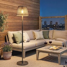 Outdoor Solar Floor Lamp, Adjustable Height Rechargeable Floor Lamp, Black