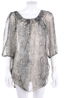 VERO MODA Blouse Oversize Draping Animal Print XS grey shades