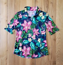 Tommy Bahama Womens Golf Tennis Tropical Short Sleeve Quarter Zip Size Small