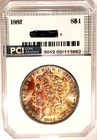 1882-P Rare Date Pristine Gem BU + Beautiful Rainbow Color Toned Morgan Dollar