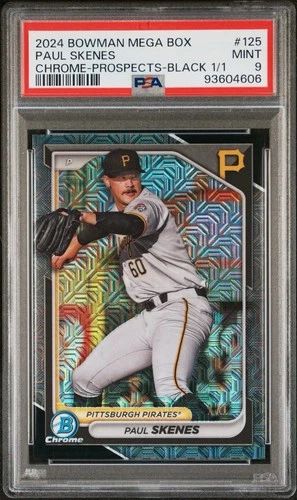 2024 Bowman Chrome Mega Box Paul Skenes Rookie Black Refractor 1/1 PSA 9 Pirates