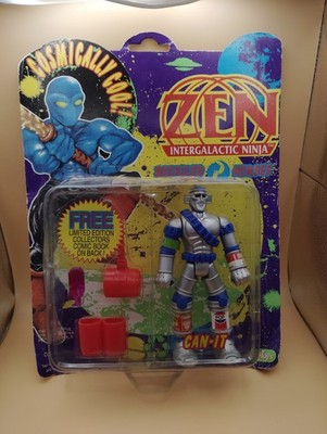 Can-It Recycled Heroes ZEN Intergalactic Ninja Just Toys 1992 Figure On Card