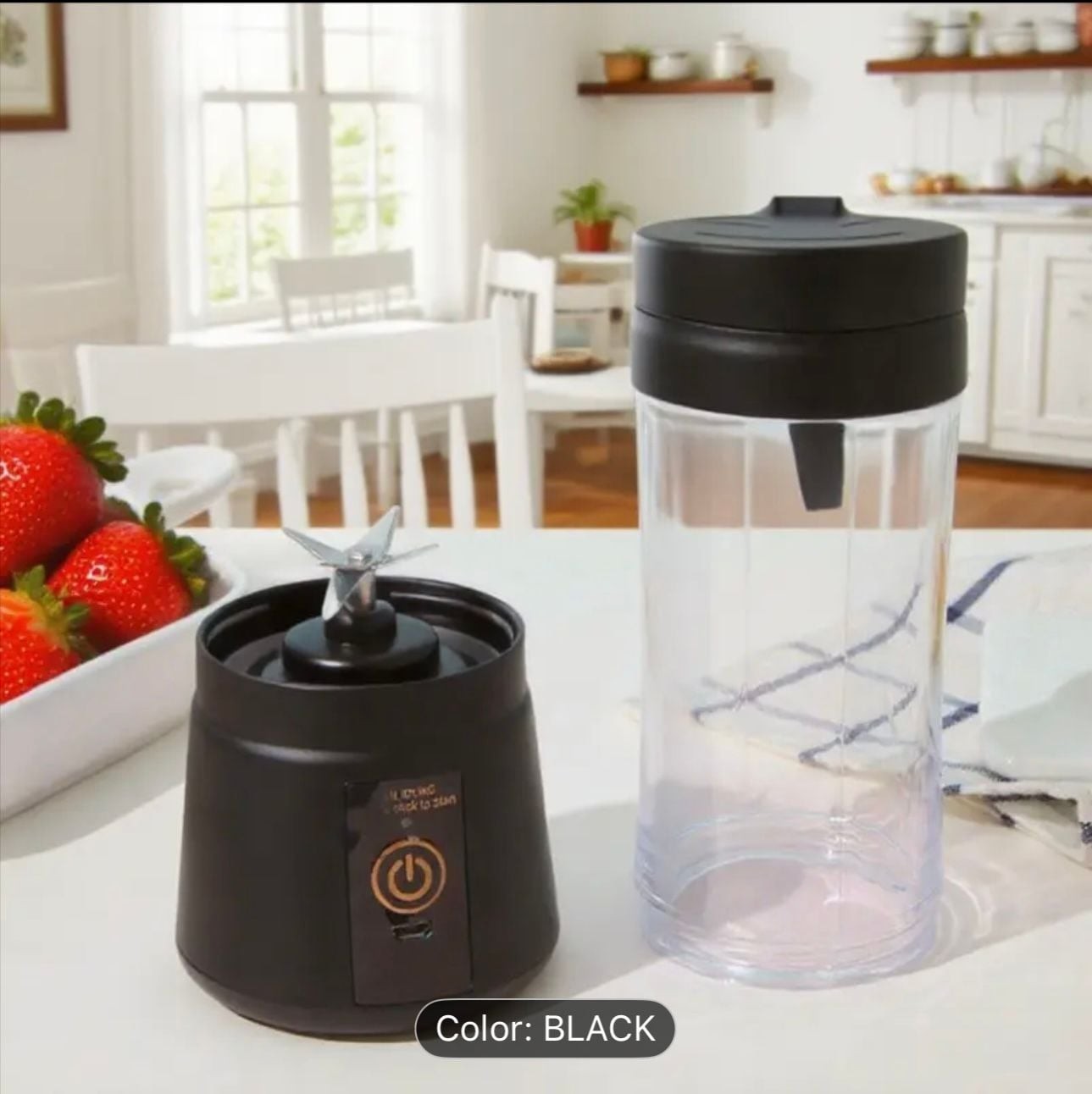 Portable Blender USB Rechargeable Juicer Cup Smoothie Maker Travel Bottle Black