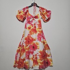 Alex Marie Women's Dress Size 4 New Tag Long Fit And Flare Cream Red Florals Zip