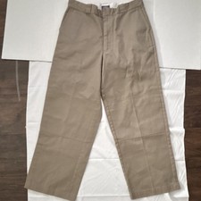 Dickies Boys Beige Khaki Twill Pants Cotton/Polyester Solid Pockets