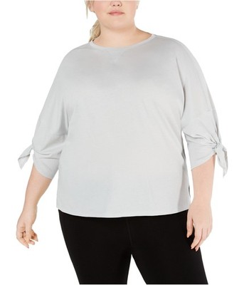 Calvin Klein Womens Tie Sleeve Basic T-Shirt, pasgreen, Plus Size, 2X