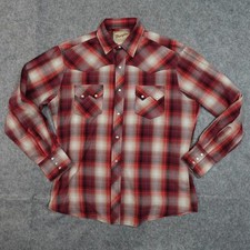 Wrangler Shirt Mens Large Pearl Snap Western Plaid Long Sleeve Pockets Rodeo