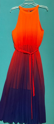Rachel Rachel Roy Splendor of the Sunset Gradient Pleated Maxi Dress SZ 12