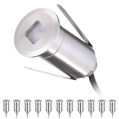 12 Pack 1W Recessed LED Deck Light, Step Stair Light, 3000K Warm White, Silver