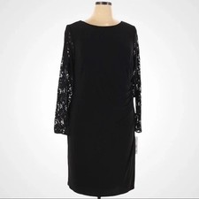 Eliza J Women's Plus Size Black Lace Sleeve Sheath Dress