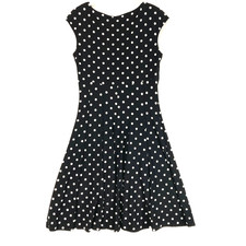Ralph Lauren Mod Polka Dot Pin Up Pleated 30s Cap Sleeve Flirty Dress Womens 6 M