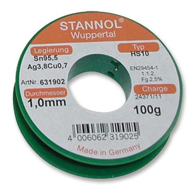 STANNOL - Lead Free Solder Wire 1.0mm, 100g, 217°C