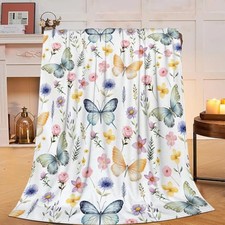 Butterfly Floral Blanket Butterfly Gifts for Women Girls Super Soft Cozy