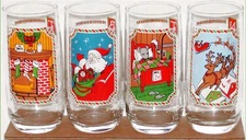 Lot Of 4 Vintage Pepsi Glasses Night Before Christmas Set!