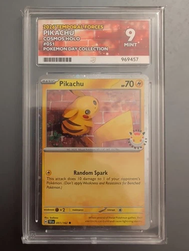 2026 Temporal Forces Pikachu 051/162 Cosmos Holo Pokémon Day Collection ACE 9