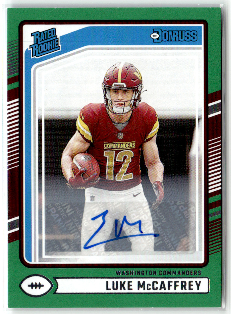 2024 Panini Donruss - Rated Rookie Luke McCaffrey #302 Green Autographs (AU, RC)