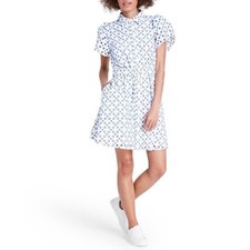 Alexis x Target Eyelet Embroidered Shirtdress Blue White Tulip Sleeve Size M