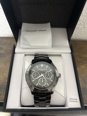 Geoffrey Beene Diamond Men's Quartz Multi-Dial Black Dial 43mm Box Manual