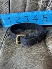 ADJUSTABLE SOFT GENUINE LEATHER SMALL PET DOG COLLAR CAT PUPPY, BRONZE HARDWARE.
