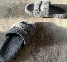 Balenciaga Gray Faux Fur Slide Slippers Mens ...