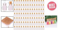 100Pcs 1Ml Small Mini Glass Bottles Jars with Cork Stoppers Tiny Vials