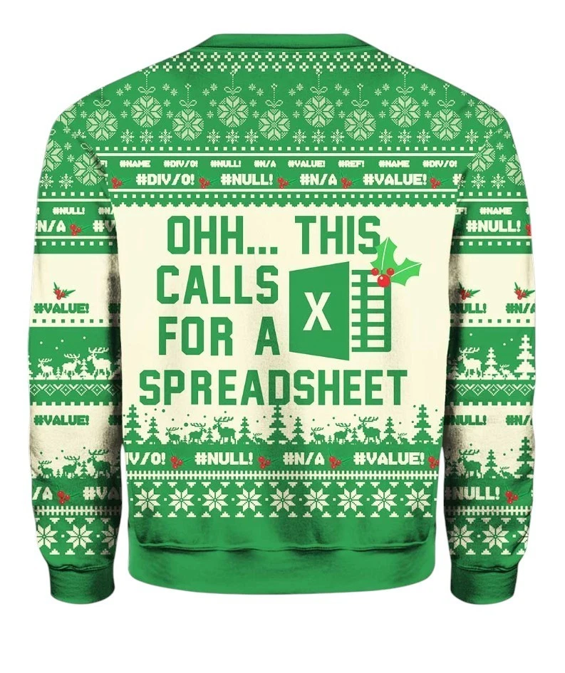 Spreadsheet Christmas Ugly Sweater