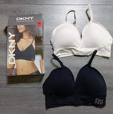 DKNY 2 Pack Seamless Bra Adult Womens Medium Black/Ivory Pink