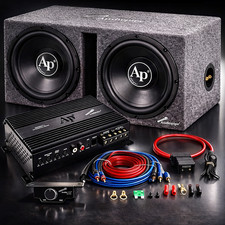 Audiopipe Dual 12" Subwoofer Box w/ Amp Wiring Kit Bass Combo Package