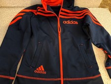 Adidas Boys Track Jacket Blue Orange Size 6 Full Zip
