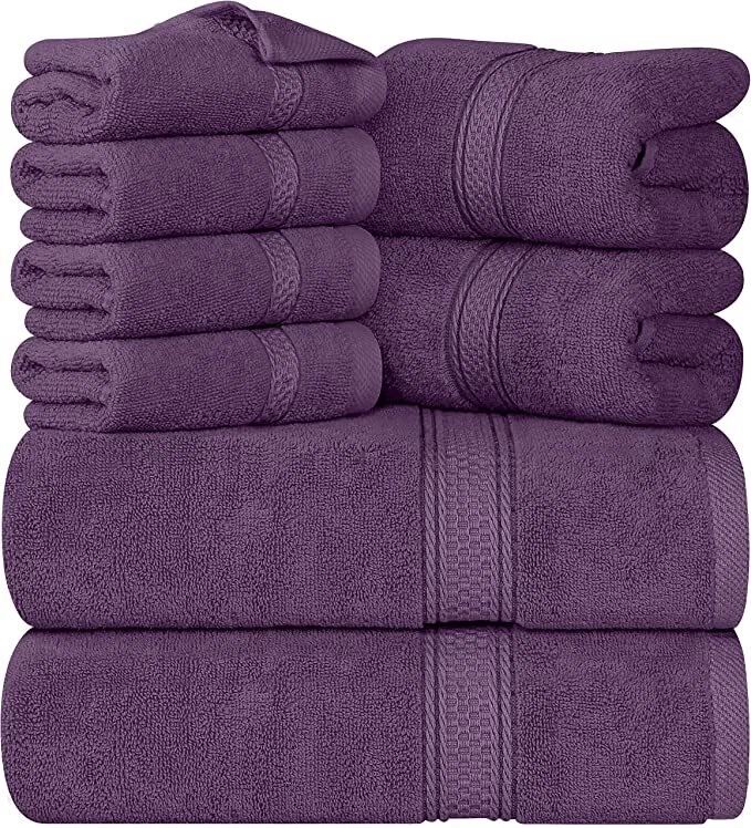 Towel Set 600 GSM 8Pc - 2 Bath Towels 2 Hand Towels 4 Washcloths Utopia Towels [ - Image 2 of 4