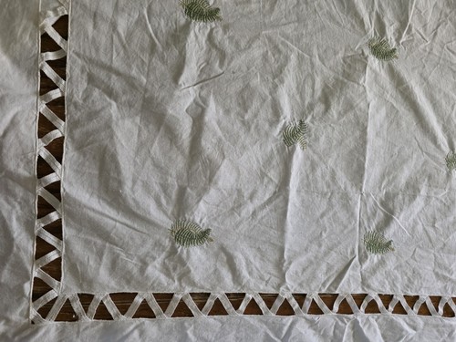 Vintage Battenburg Lace Shower Curtain Cotton Linen