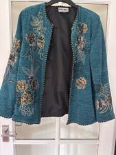Embroidered Boho Indigo Moon Woman’s Jacket From 80 90s Medium Size 12 Festival