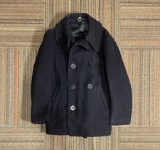 Vintage US Navy Double Breasted Pea Coat Wool Womens 16 Anchor Buttons Military