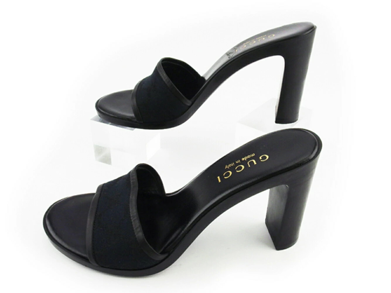 GUCCI Sandals GG Canvas #36C Chky Heel Black Men's Brand High Brand Vintage thumbnail 5