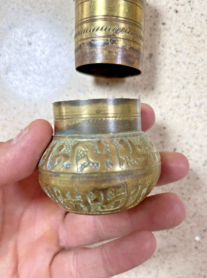 Molinillo de pimienta de 4,3"" sal especias latón antiguo color islámico otomano vintage Foto 3 de 4