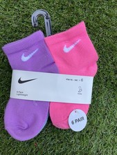 Nike Ankle 6 Pack Lightweight Sock Pink, White, Blue, Gray And Purple YTH 7C-10C