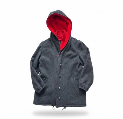 Vintage Mackintosh Westcoat Wool Hooded Coat Women s SZ 8 Red Lining Gray Coat
