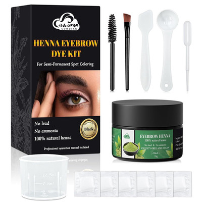 Henna Eyebrow Tint Kit, Natural Henna Eyebrow Dye Powder 15 Grams, Professional 