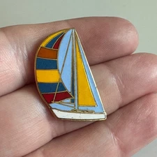 Vintage Colorful Spinnaker Sailboat Enamel Lapel Pin Nautical