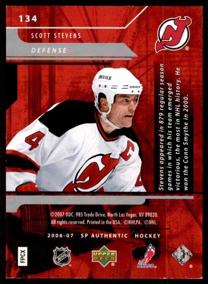 2006-07 SP AUTHENTIC SCOTT STEVENS 320/999 #134 - Image 2 of 2