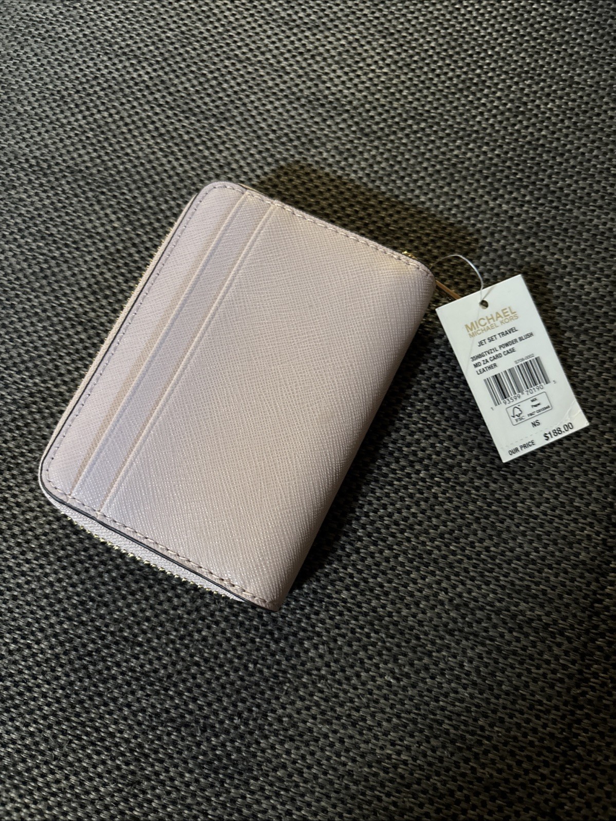 Michael Kors Women Medium Zip Around Card Case Coin Pouch Wallet Powder Blush