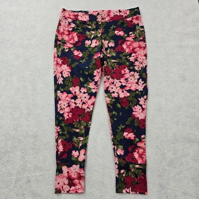 Lands End Womens Large 14-16 Floral Ankle Jogger Pants Lightweight Stretch