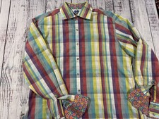 Mens Robert Graham Shirt Sz L Button Down Excellent Condition 0263 .