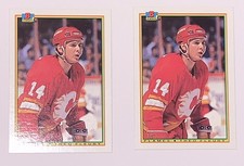 1990-1991 Bowman Topps #102 Theo Fleury Calgary Flames NHL Cards Lot x2 VG EX