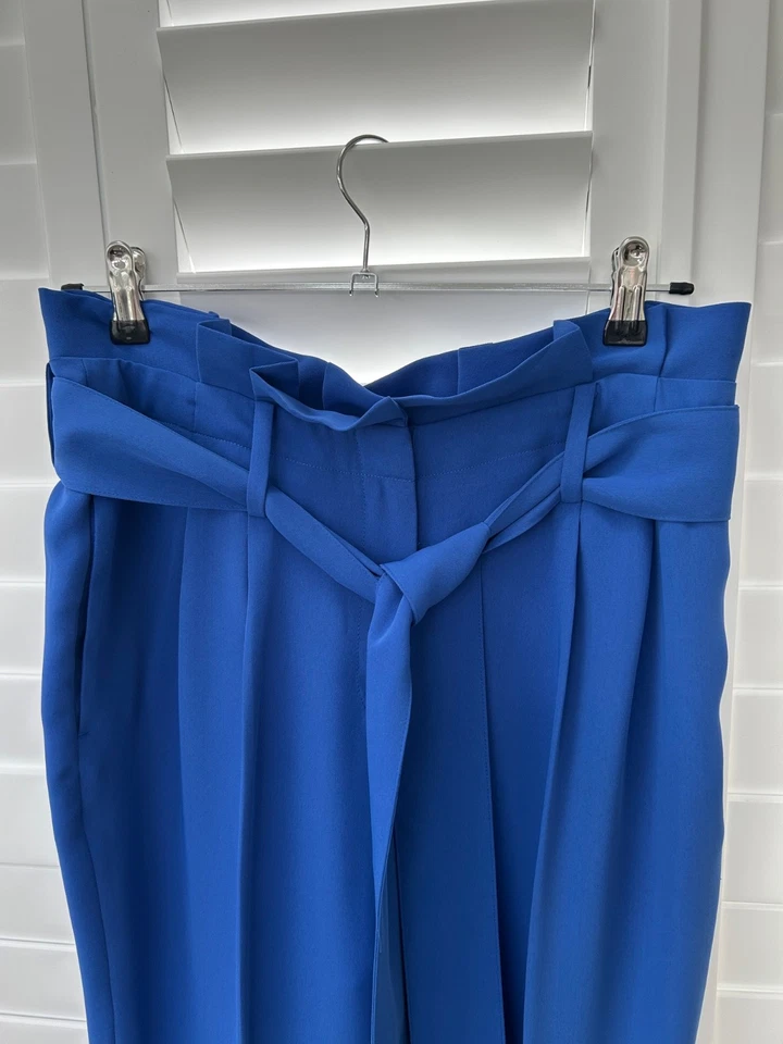 Boden Melina Paperbag ankle grazer cropped colbalt blue trousers with belt 12 R - Image 2 of 4