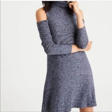 American Eagle Knit Dress, Cold Shoulder, Grey, Large Long