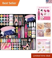 DIY Acrylic Nail Kit with Professional Drill, UV Light & Creative Decor Elements