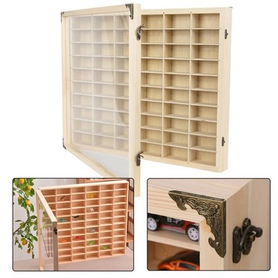 60 Grids Wooden Display Case for Hot Wheels Diecast Car Matchbox with Clear Door